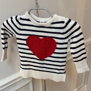 GAP Kids Navy Striped Sweater with Red Heart